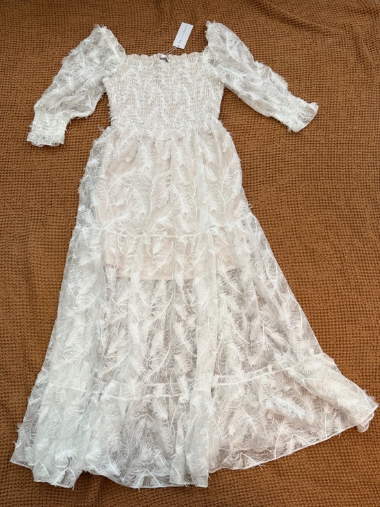 Baltic Born Dresses & Skirts - Baltic Born Ivory Off-Shoulder Smocked Tiered Maxi Dress